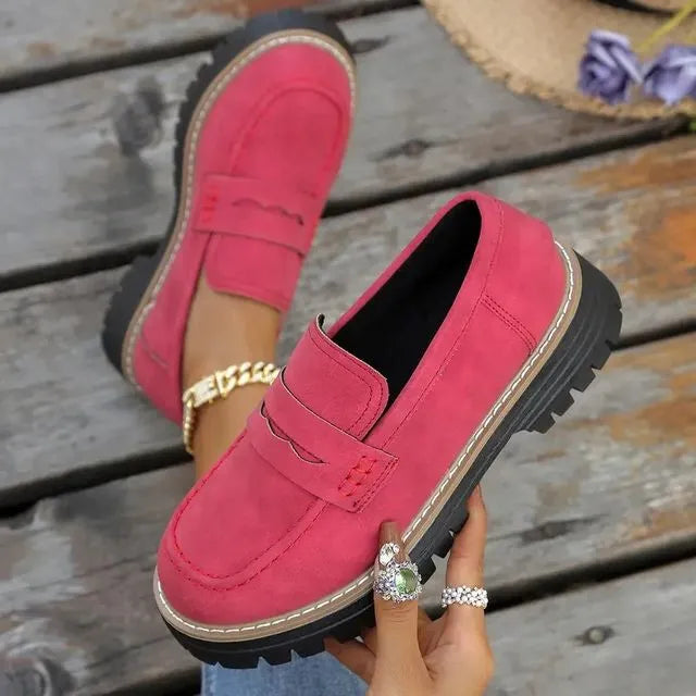🔥Last Day 60% OFF🔥Women's Lightweight Vintage Penny Loafers - Slip-On Platform Shoes with Thick Rubber Sole